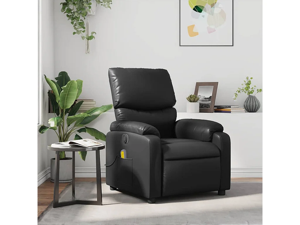 Sillón de masaje reclinable cuero sintético negro