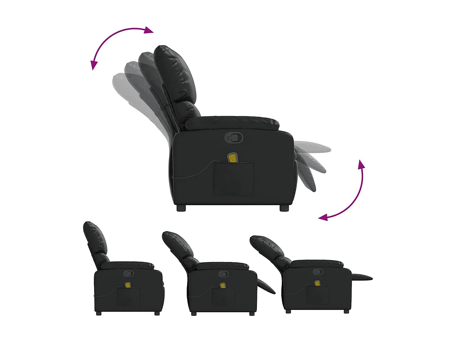 Sillón de masaje reclinable cuero sintético negro