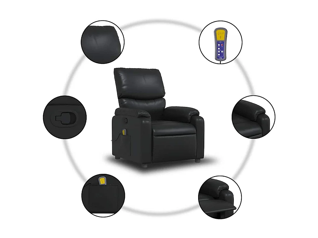 Fauteuil de massage inclinable Noir Similicuir