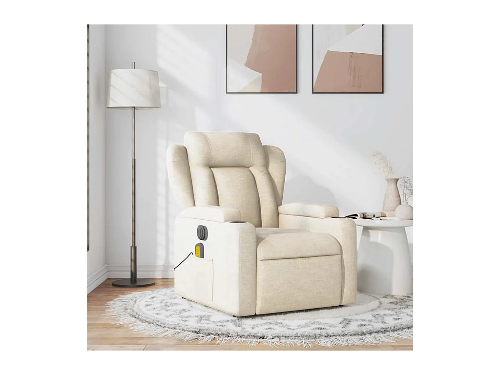Sillón de masaje reclinable de tela crema