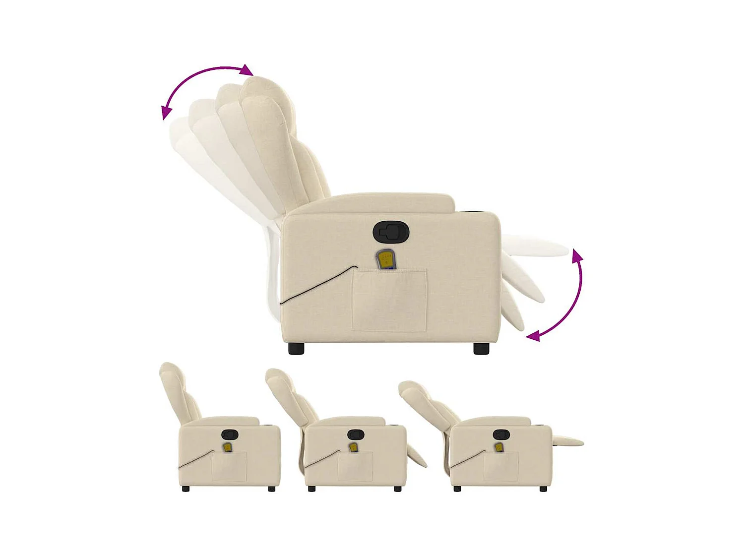 Sillón de masaje reclinable de tela crema