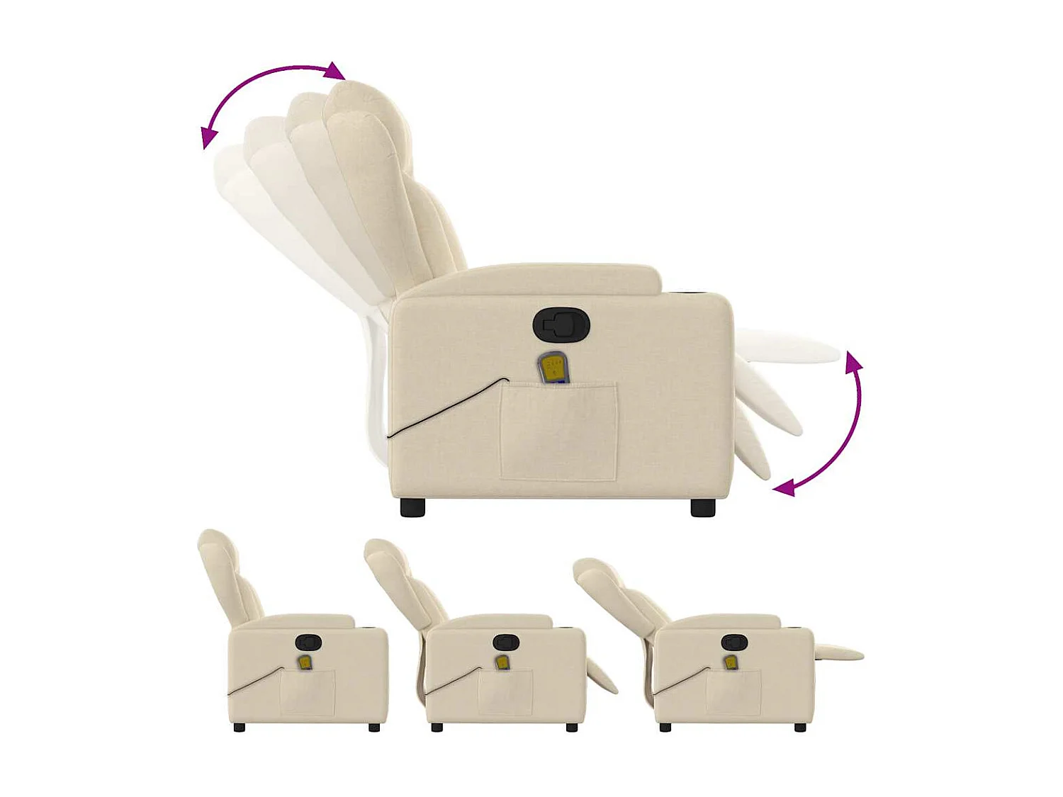 Fauteuil de massage inclinable Crème Tissu
