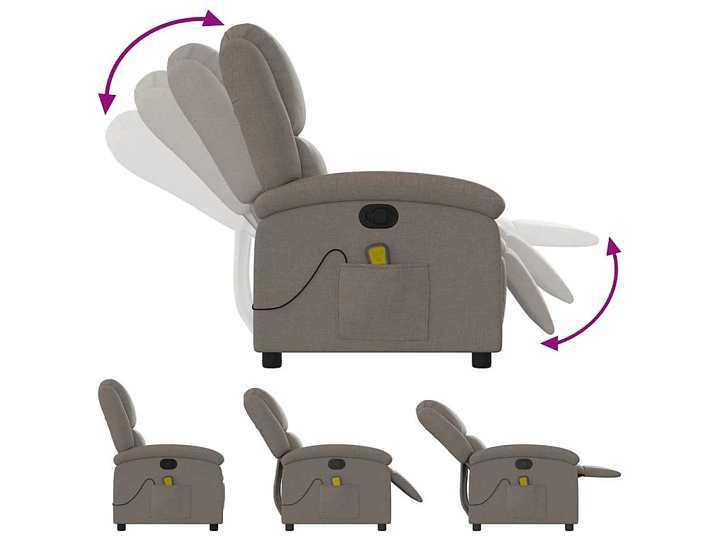 Poltrona Massaggiante Reclinabile Tortora in Tessuto