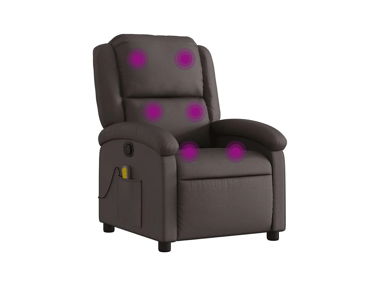 Fauteuil inclinable de massage marron foncé cuir véritable