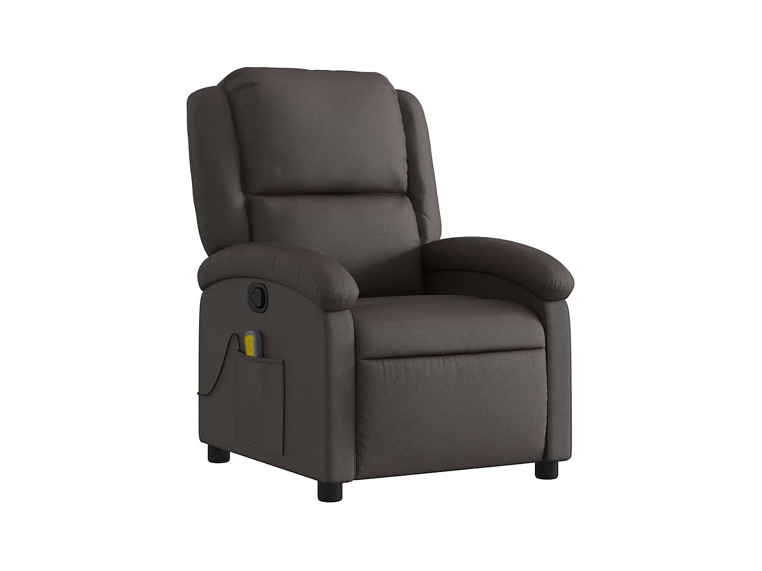 Fauteuil inclinable de massage marron foncé cuir véritable