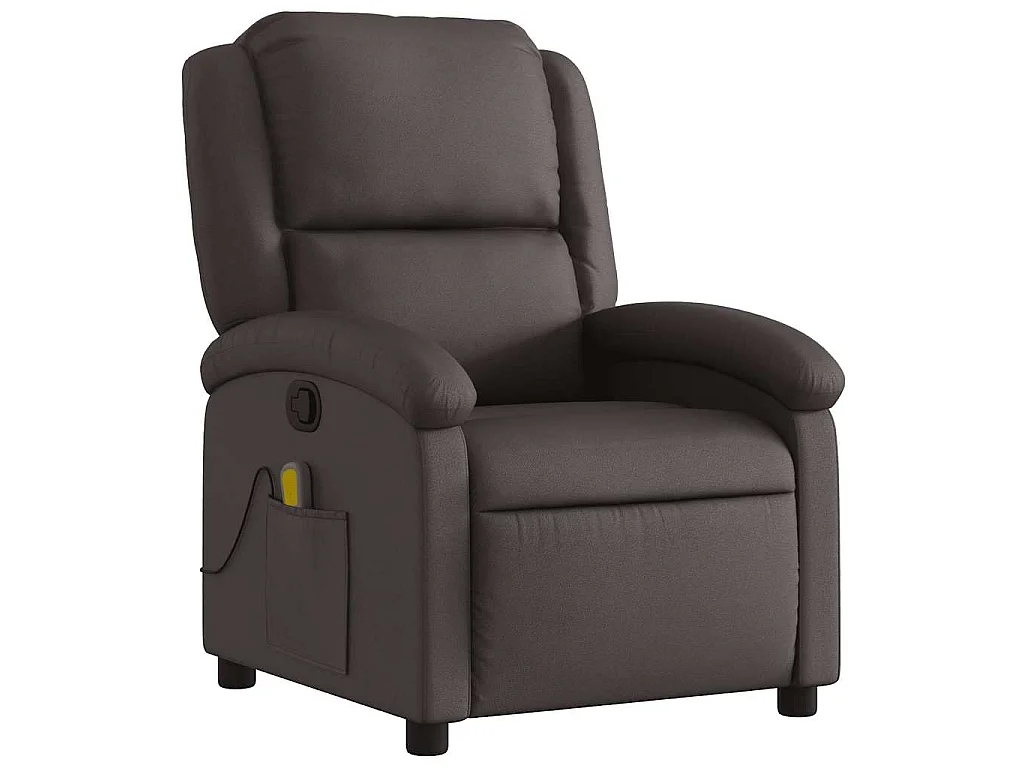 Fauteuil inclinable de massage marron foncé cuir véritable