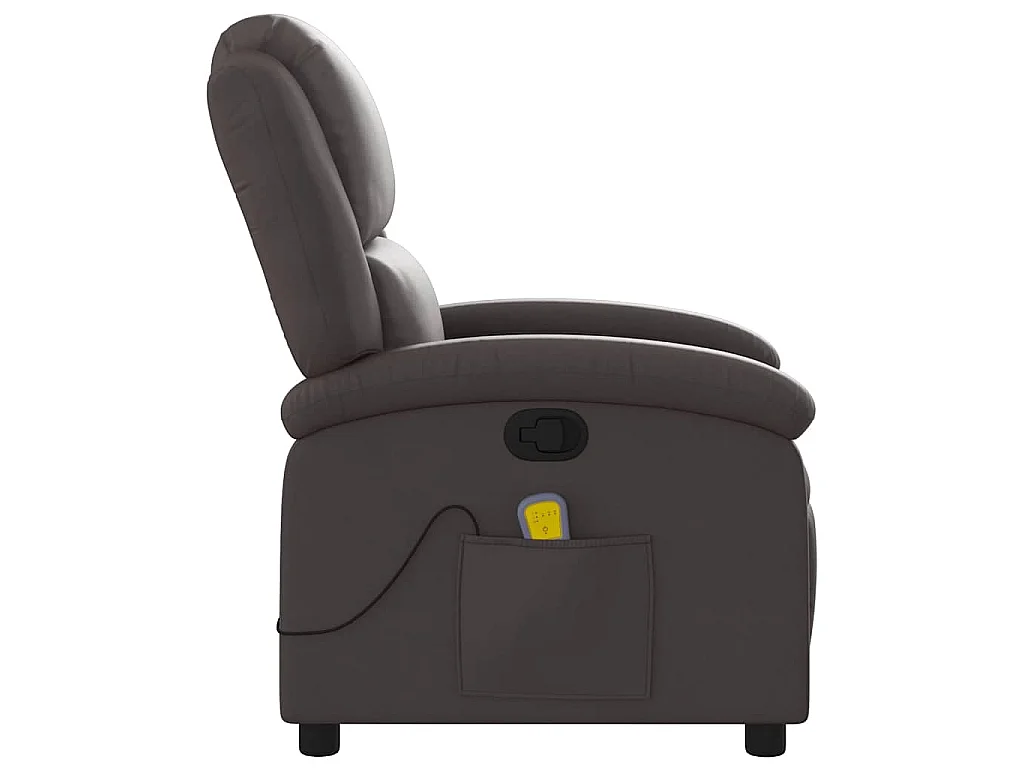 Fauteuil inclinable de massage marron foncé cuir véritable