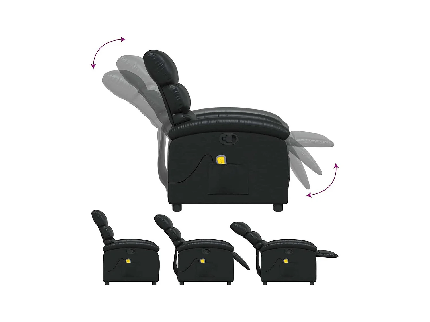 Fauteuil de massage inclinable Noir Similicuir