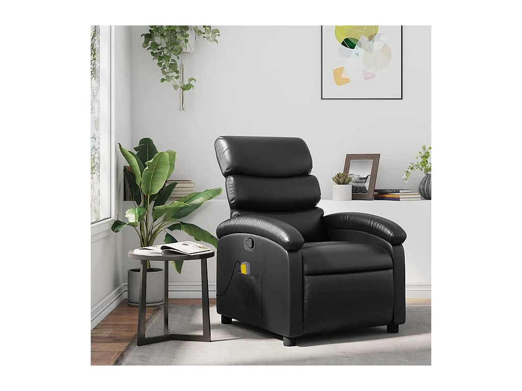 Fauteuil de massage inclinable Noir Similicuir