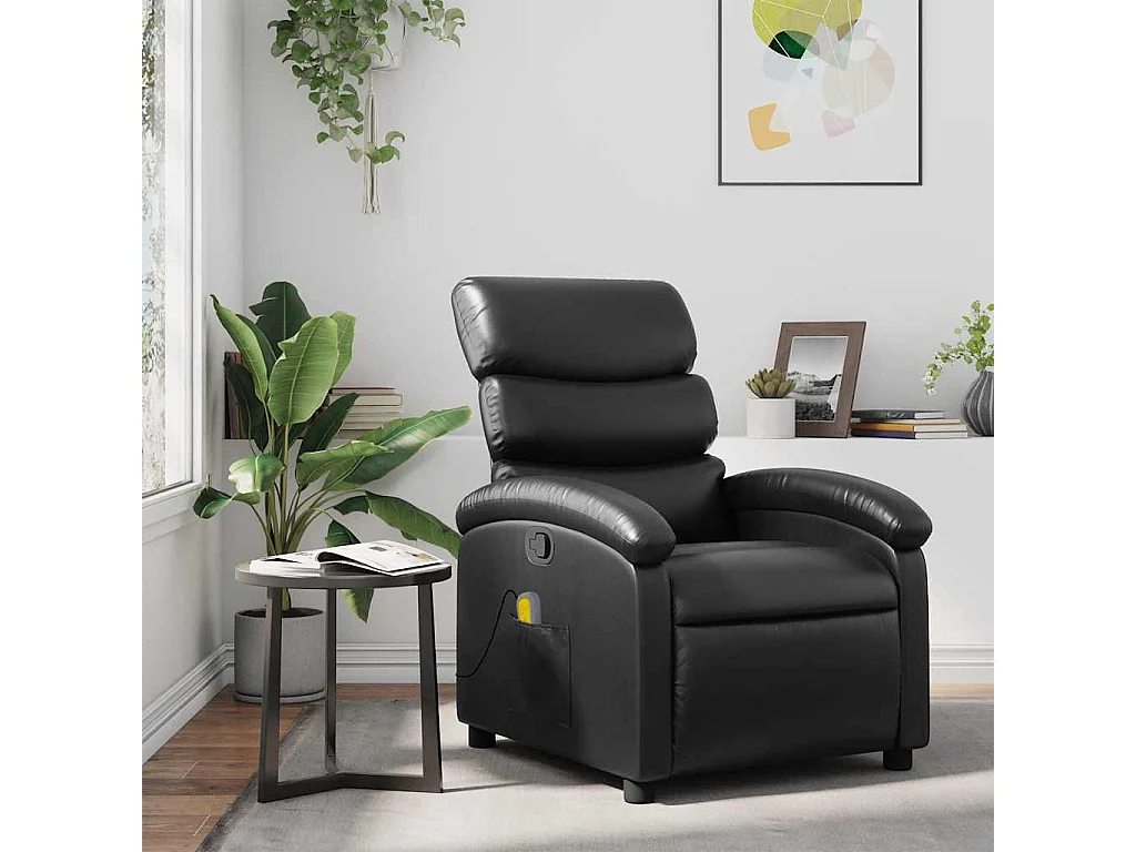 Fauteuil de massage inclinable Noir Similicuir