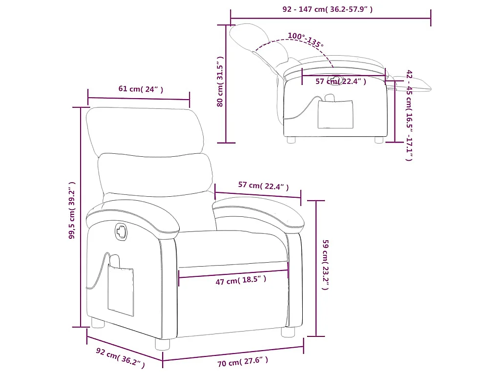 Fauteuil de massage inclinable Noir Similicuir