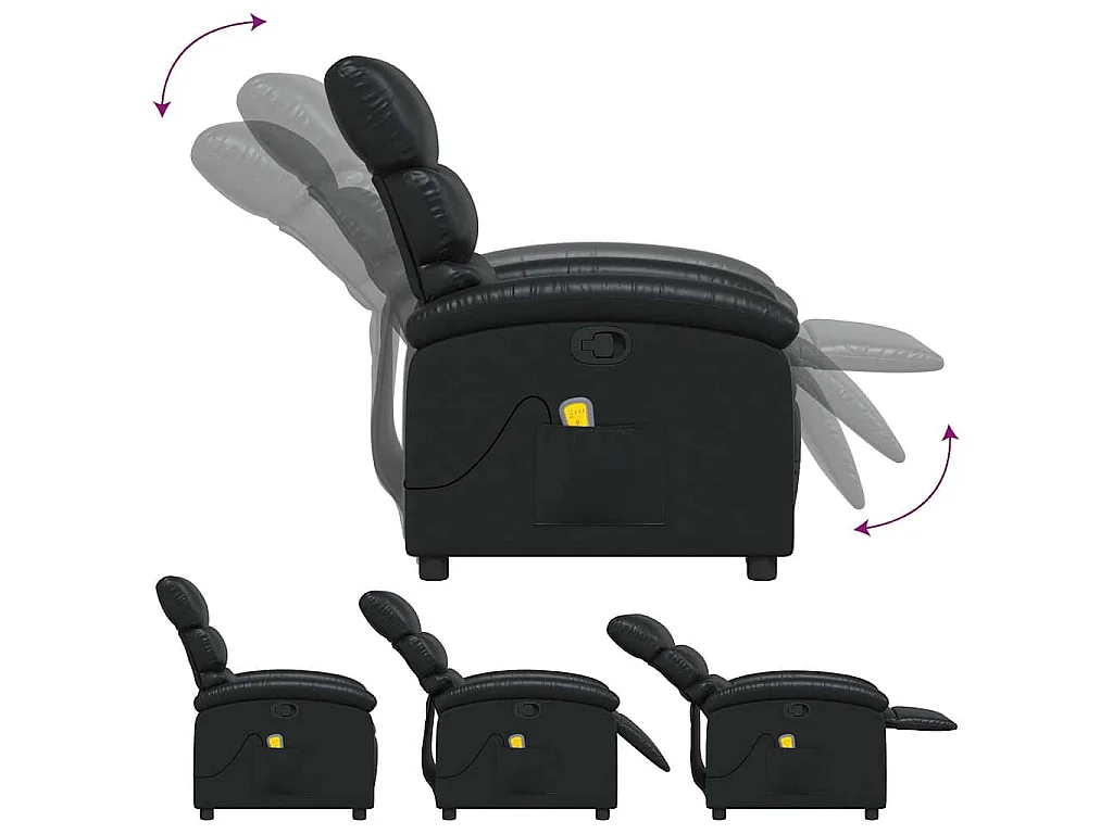 Fauteuil de massage inclinable Noir Similicuir