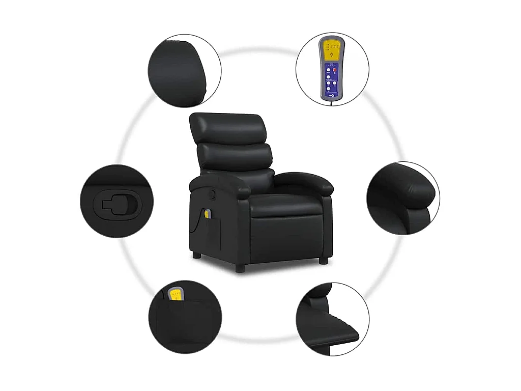 Fauteuil de massage inclinable Noir Similicuir