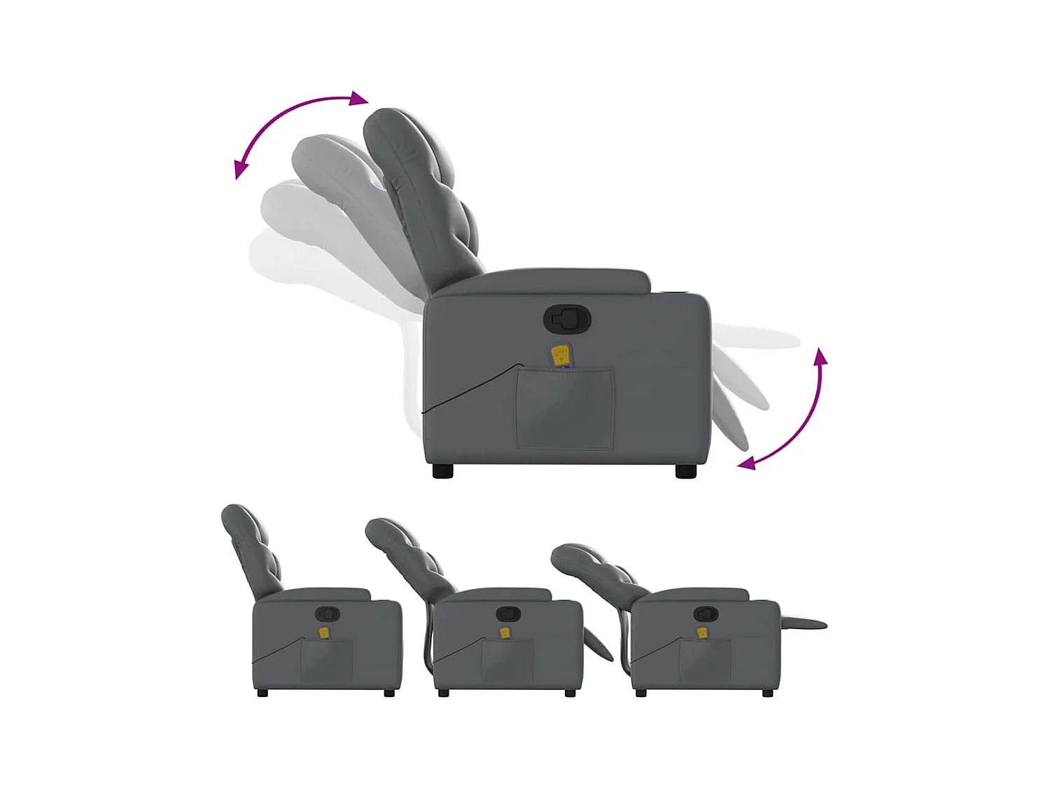 Sillón de masaje reclinable cuero sintético gris