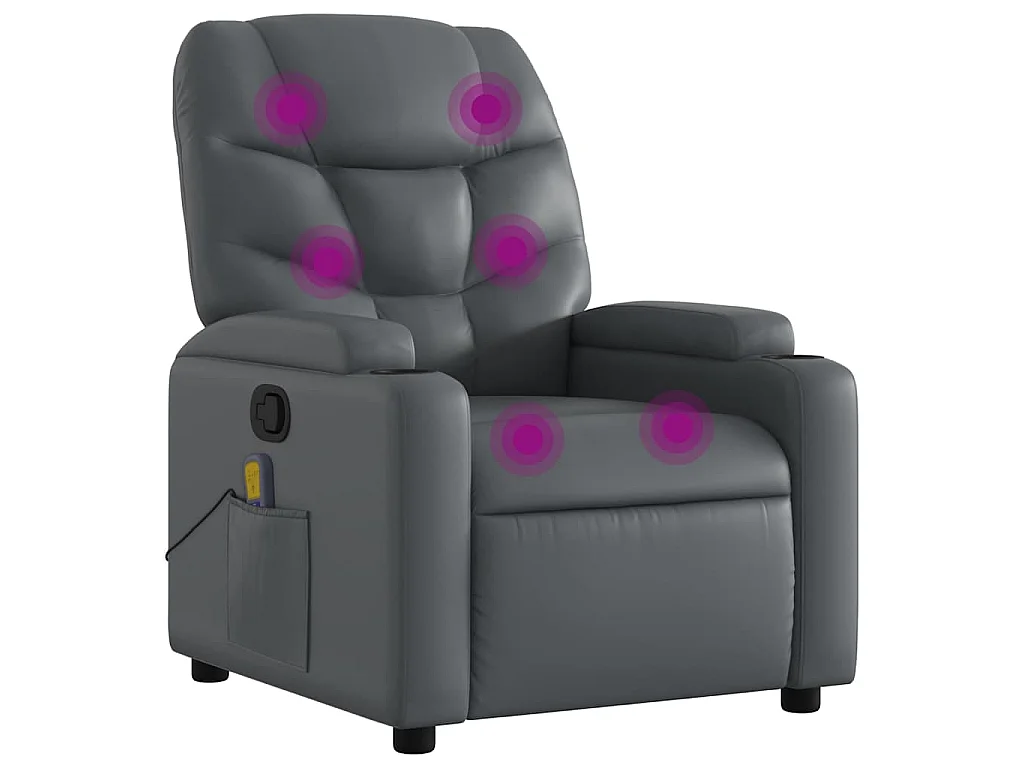 Poltrona Massaggiante Reclinabile Grigia in Similpelle