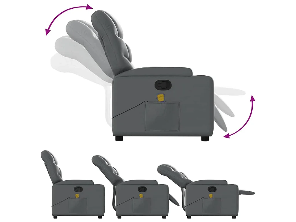 Poltrona Massaggiante Reclinabile Grigia in Similpelle