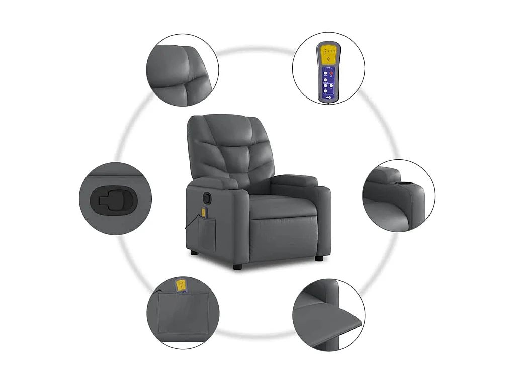 Fauteuil de massage inclinable Gris Similicuir