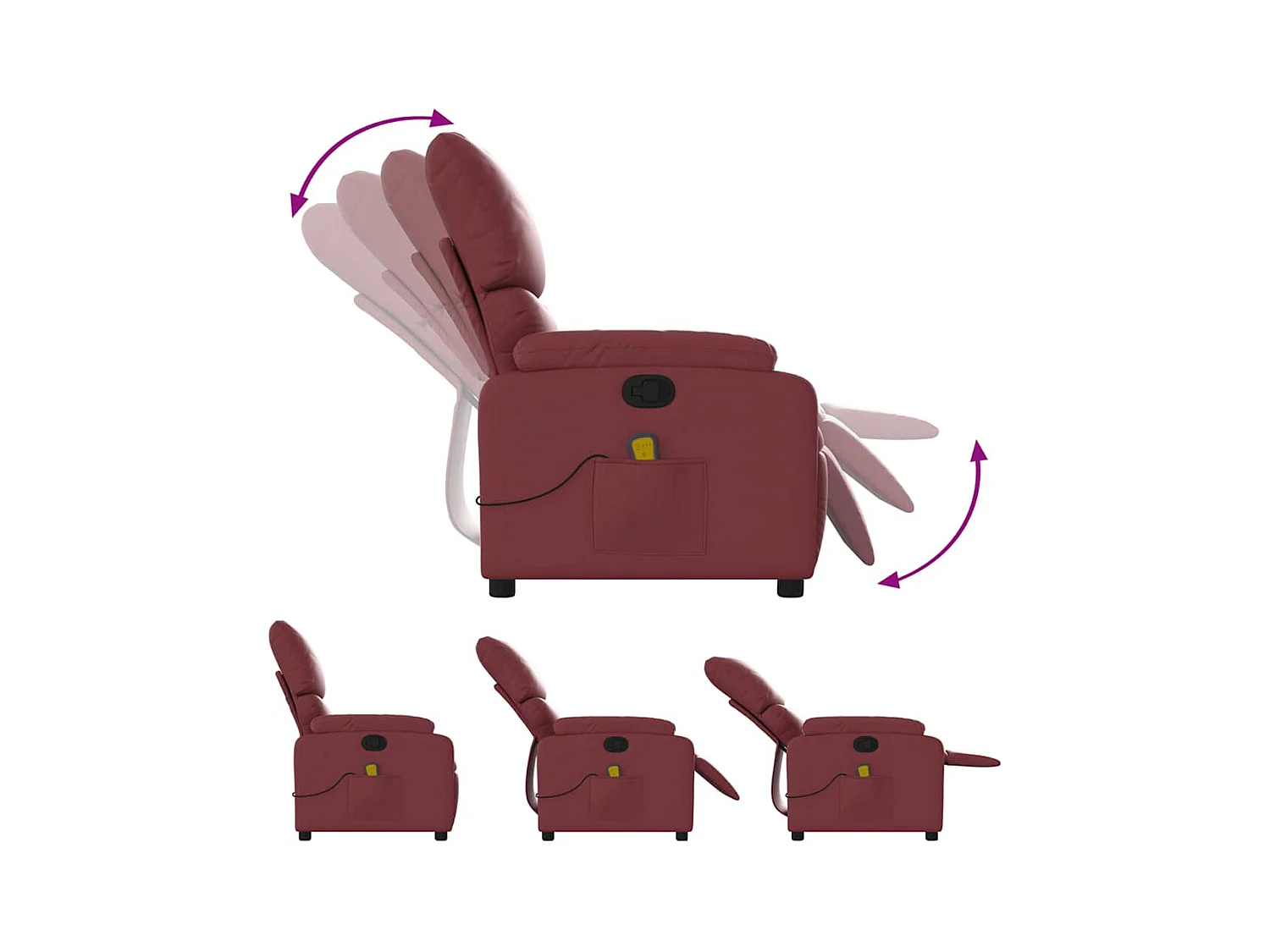 Fauteuil de massage inclinable Rouge bordeaux Similicuir