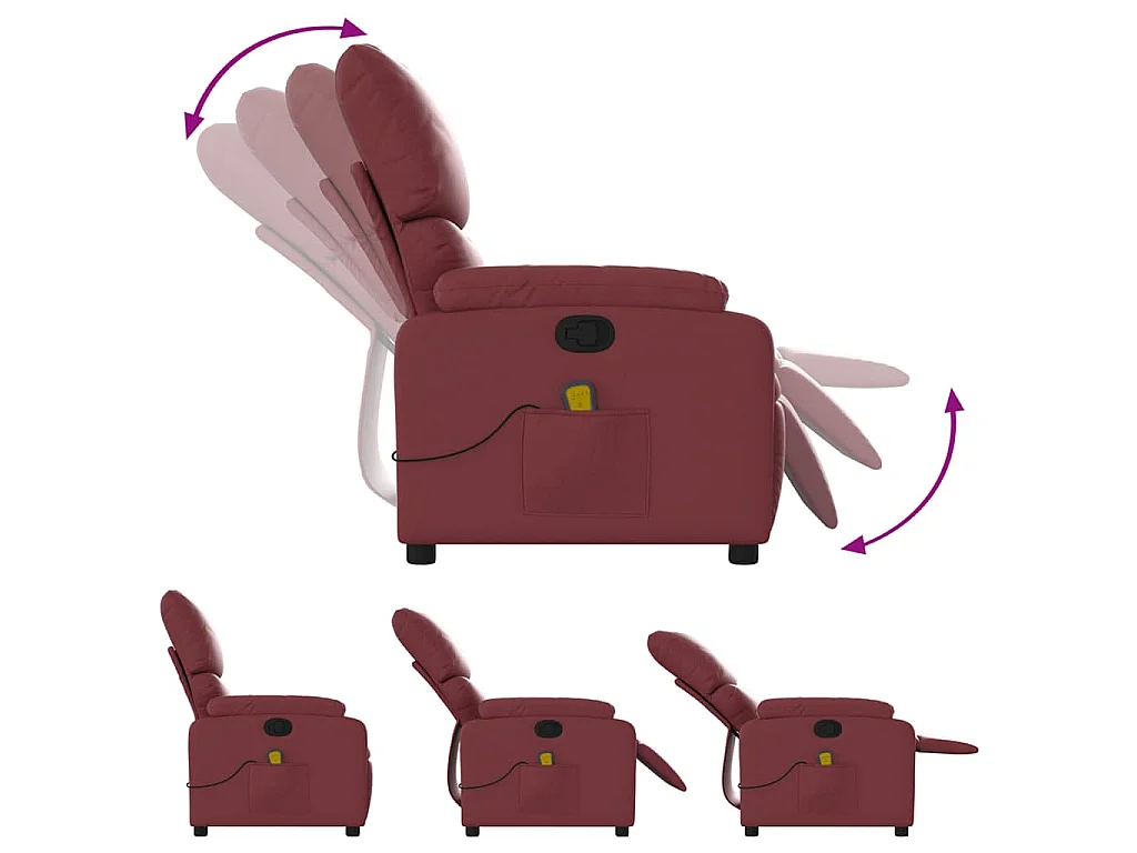 Fauteuil de massage inclinable Rouge bordeaux Similicuir