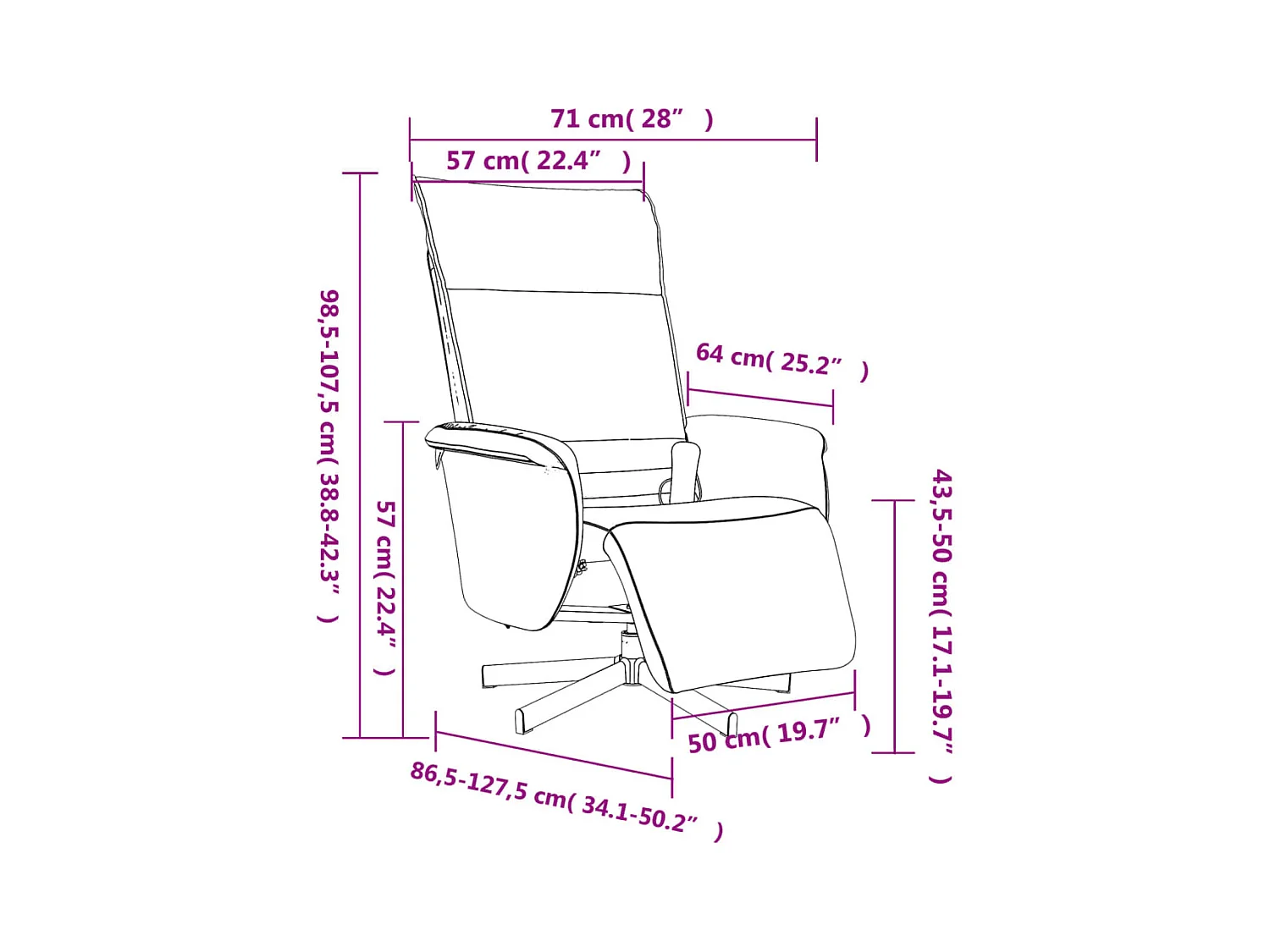 Fauteuil inclinable de massage repose-pieds noir similicuir