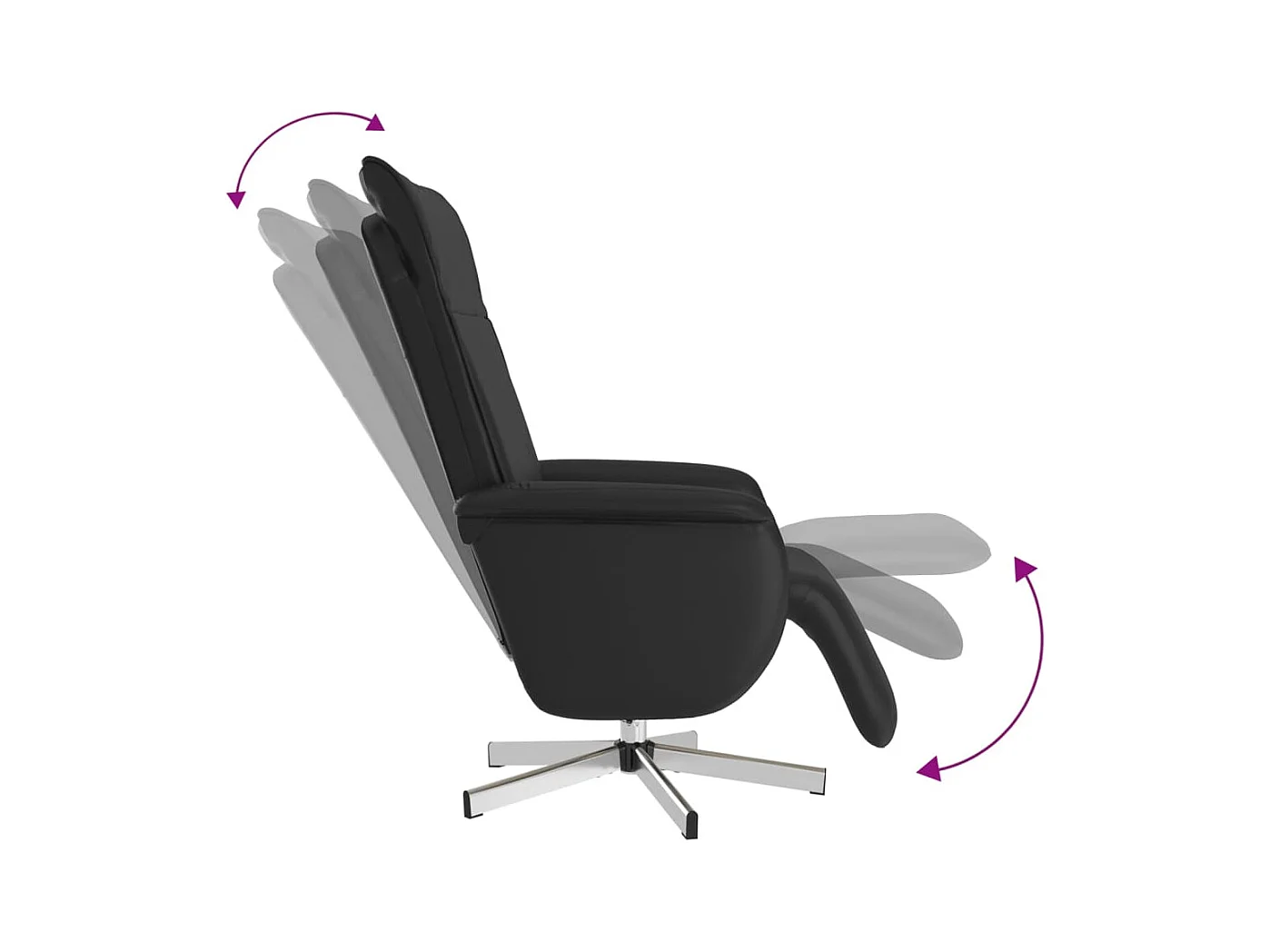 Fauteuil inclinable de massage repose-pieds noir similicuir