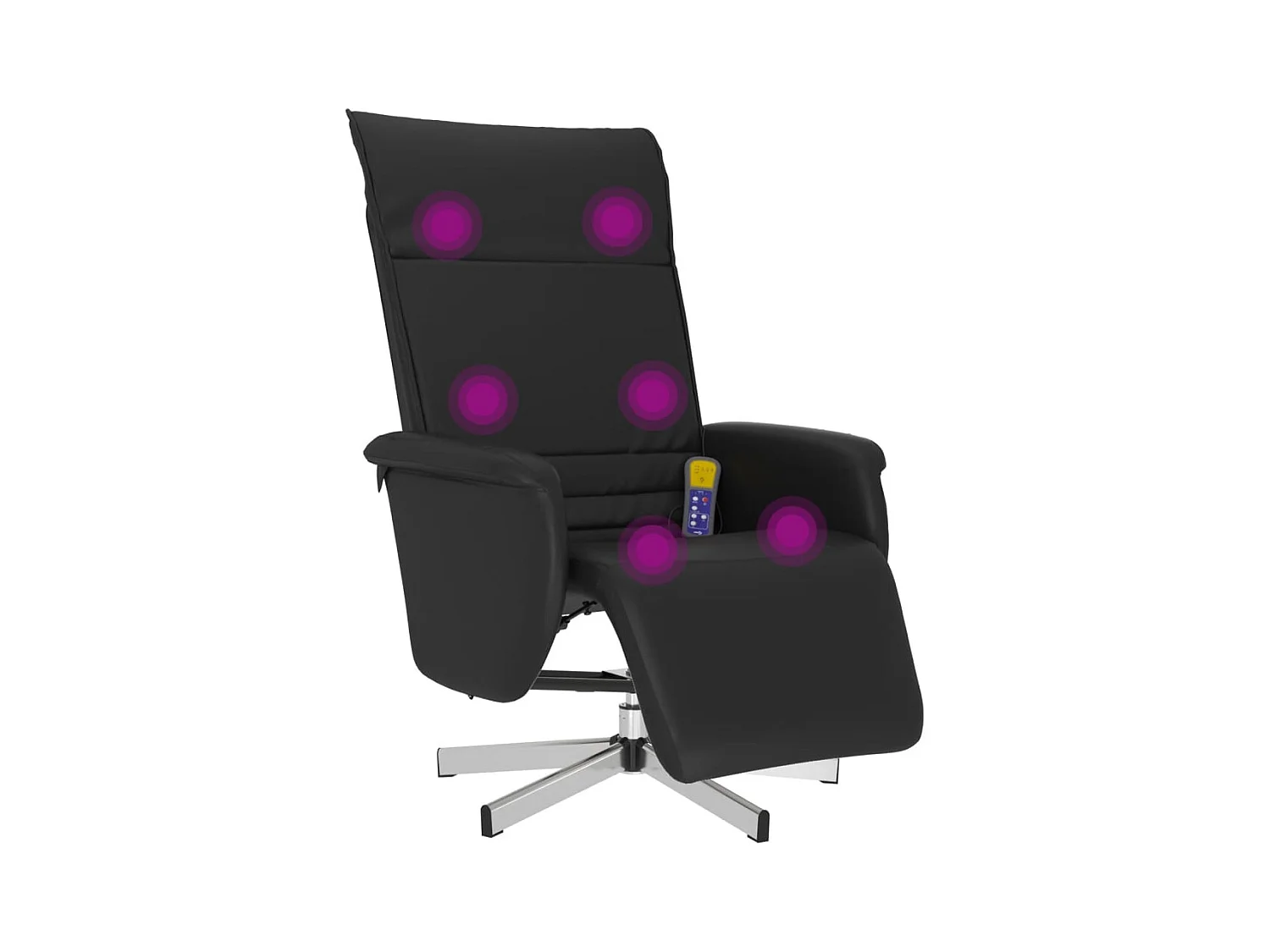 Fauteuil inclinable de massage repose-pieds noir similicuir