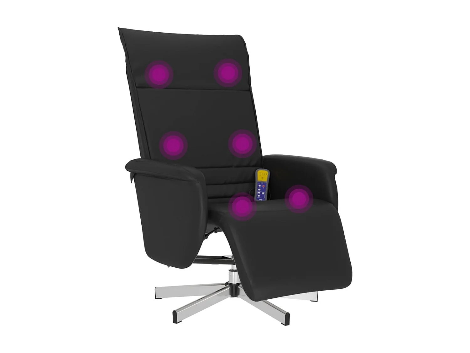 Massagesessel mit Fußteil Schwarz Kunstleder