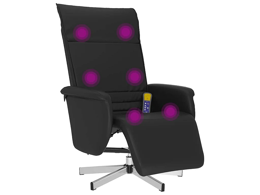 Massagesessel mit Fußteil Schwarz Kunstleder