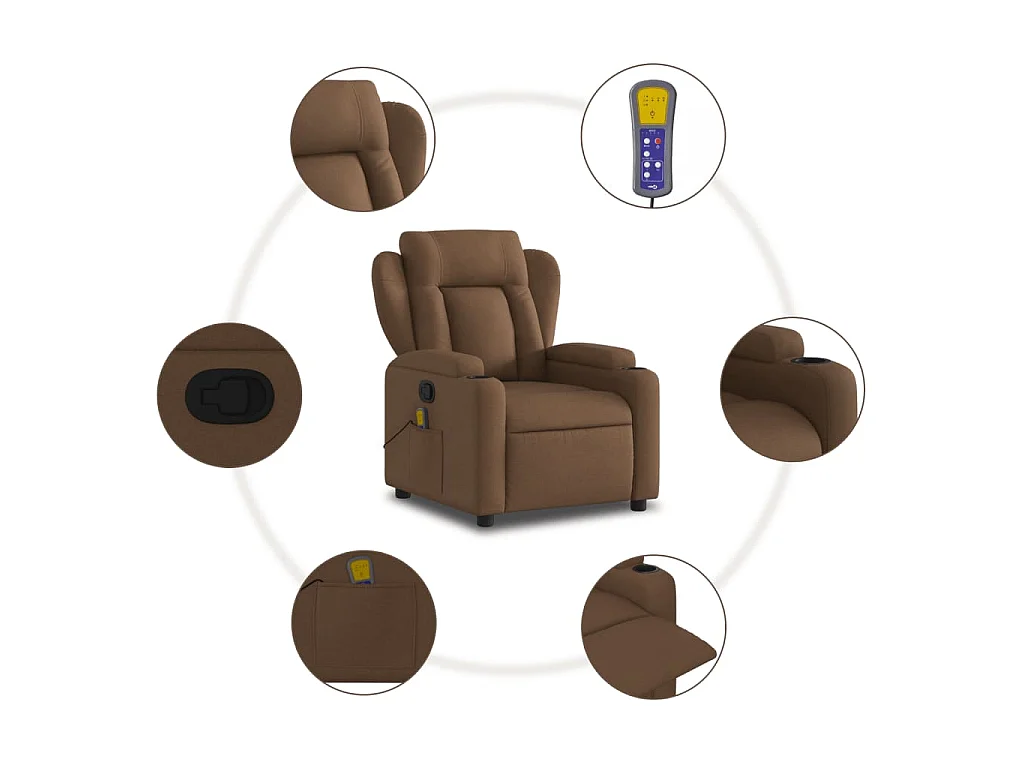 Fauteuil de massage inclinable Marron Tissu