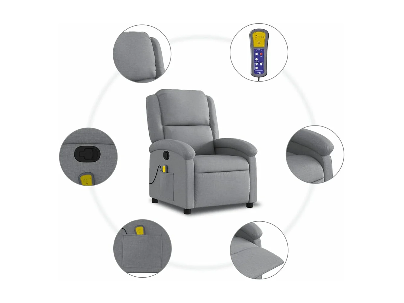 Massagesessel Hellgrau Stoff