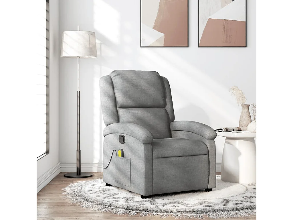 Fauteuil de massage inclinable Gris clair Tissu