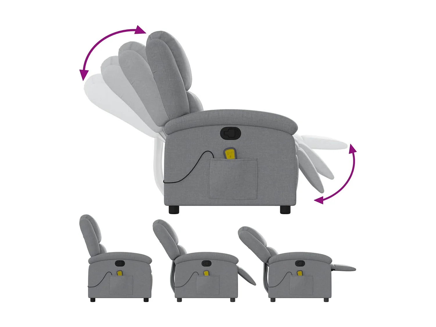 Fauteuil de massage inclinable Gris clair Tissu