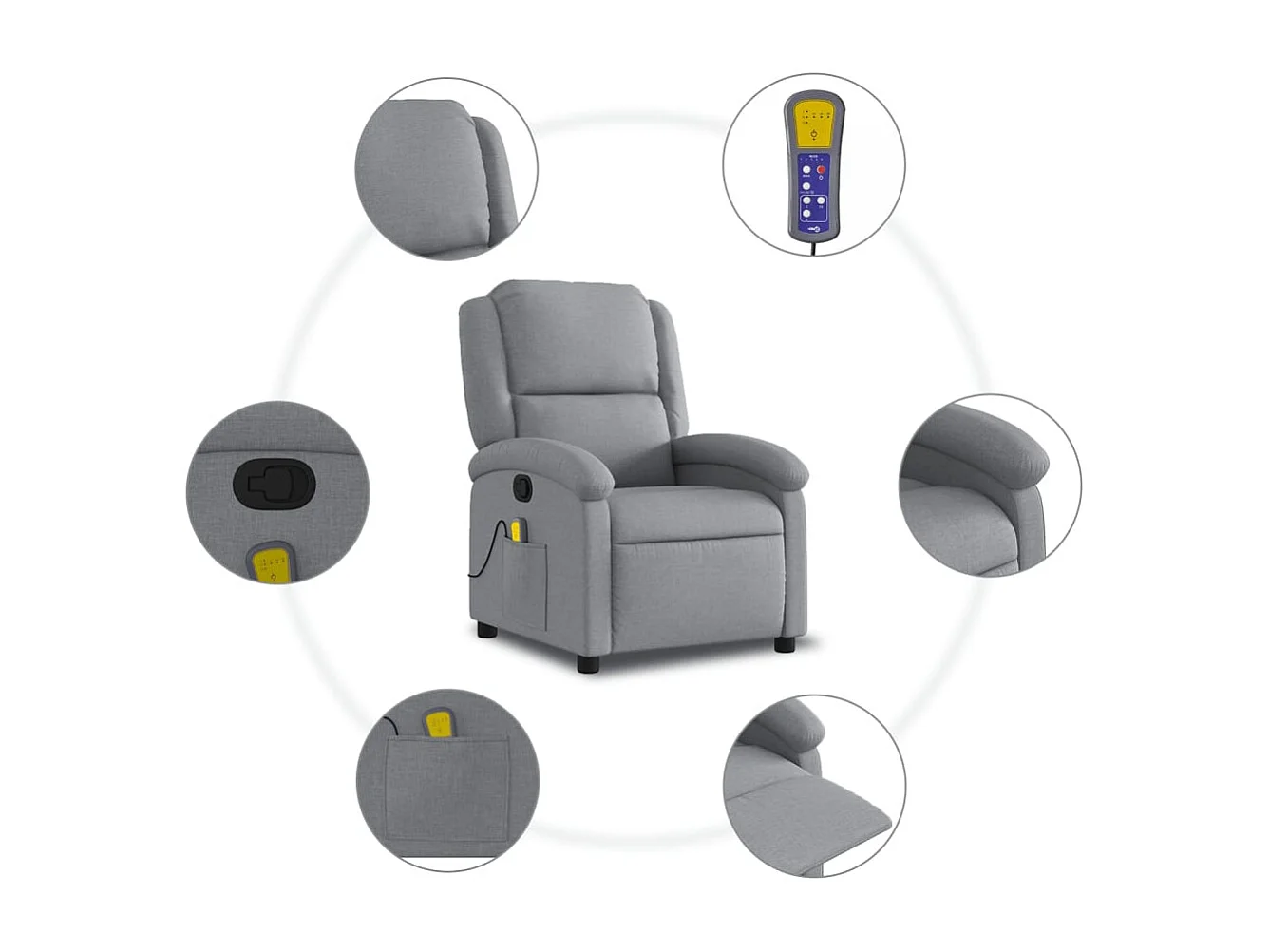 Fauteuil de massage inclinable Gris clair Tissu
