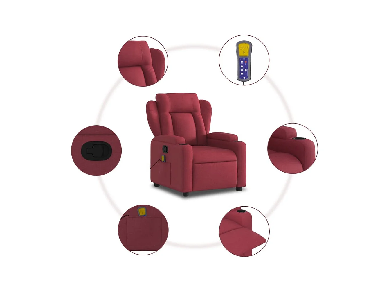 Massagestoel verstelbaar stof wijnrood