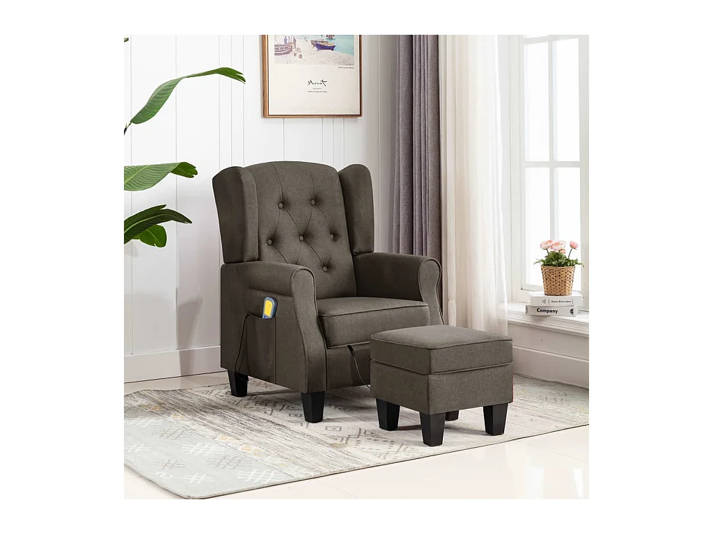 Fauteuil de massage avec repose-pied Taupe Tissu