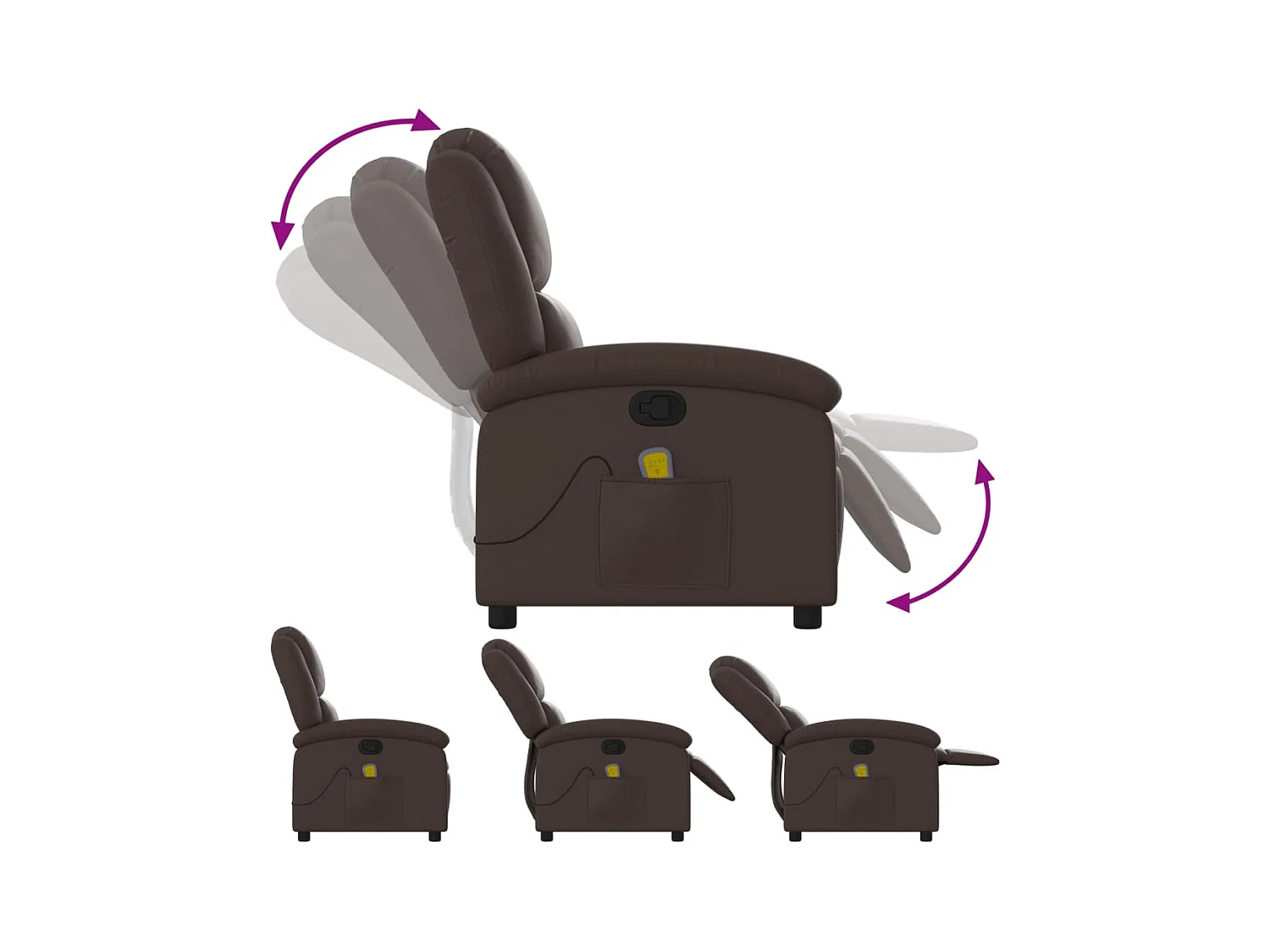 Sillón de masaje reclinable cuero sintético marrón