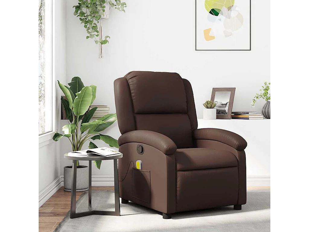 Fauteuil de massage inclinable Marron Similicuir