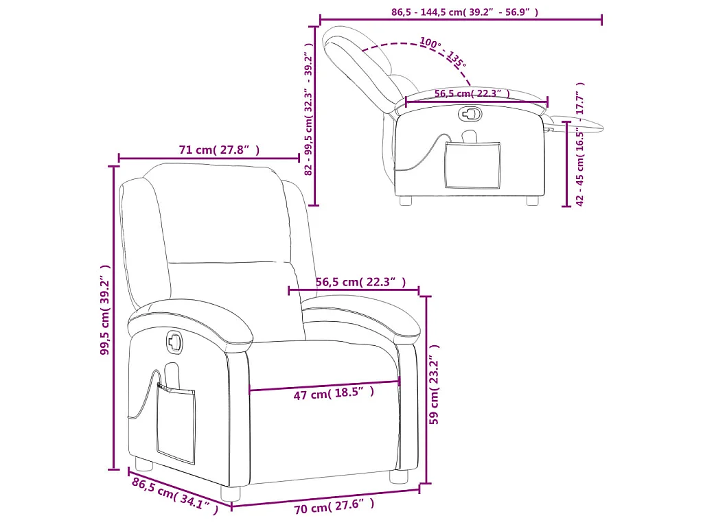 Fauteuil de massage inclinable Marron Similicuir