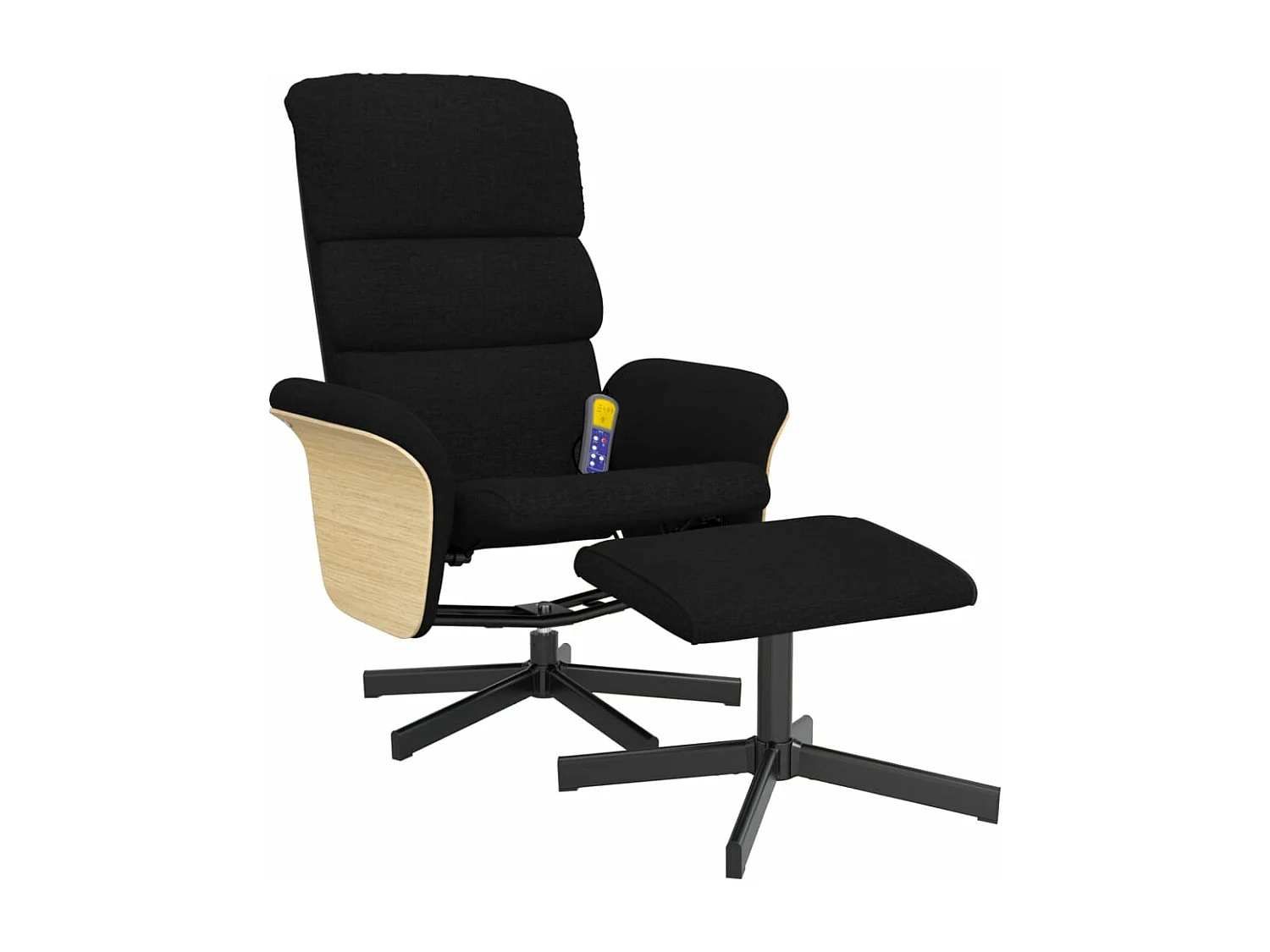 Massagesessel mit Fußhocker Schwarz Stoff