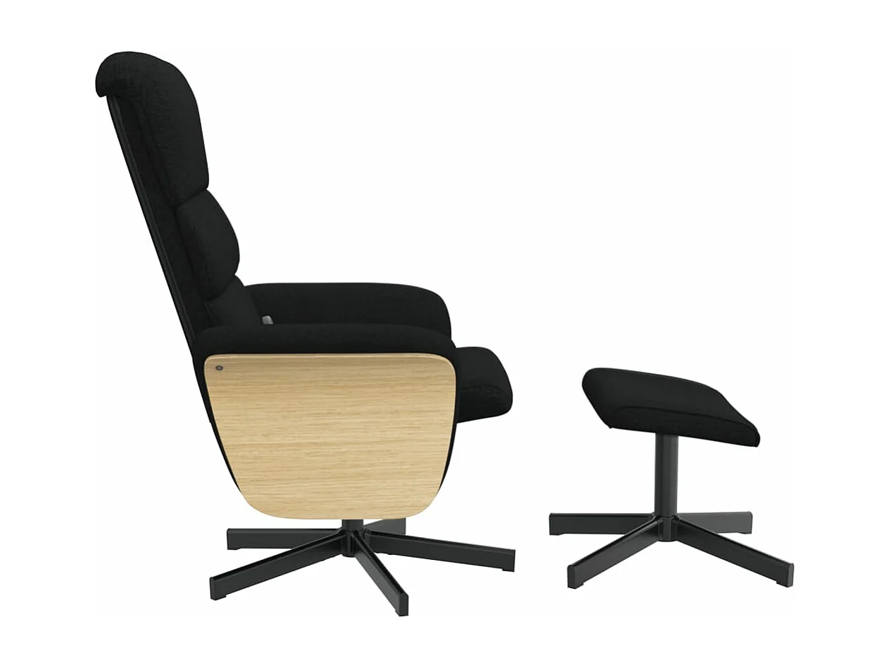 Massagesessel mit Fußhocker Schwarz Stoff