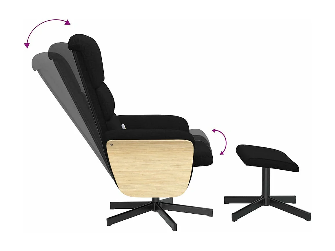 Massagesessel mit Fußhocker Schwarz Stoff