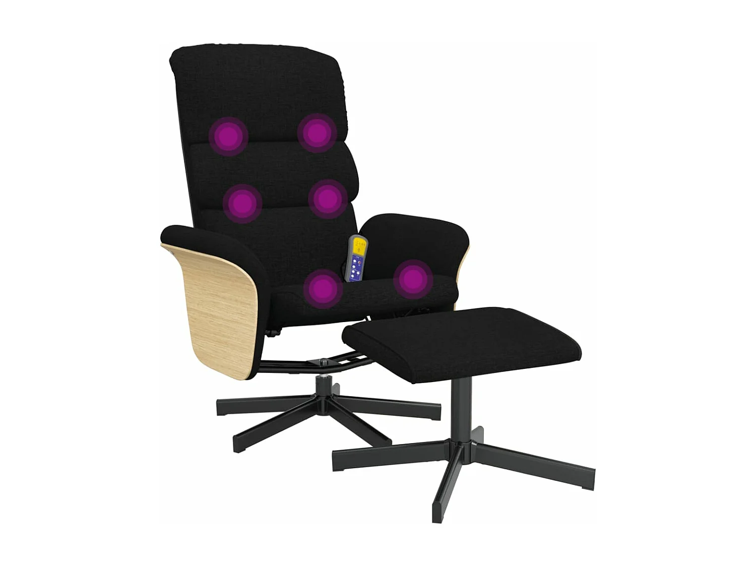 Massagesessel mit Fußhocker Schwarz Stoff