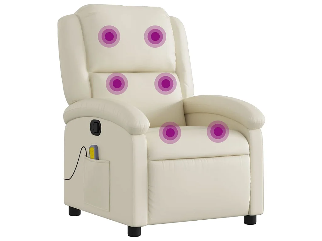 Fauteuil inclinable de massage Crème Similicuir