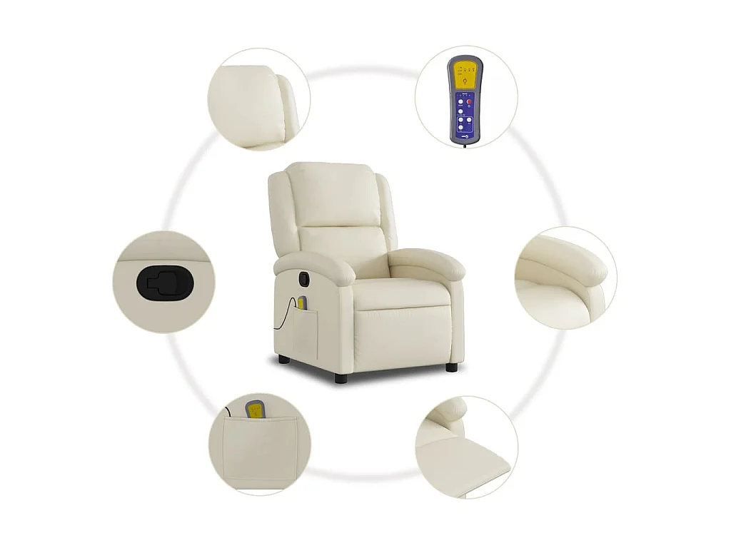 Fauteuil inclinable de massage Crème Similicuir