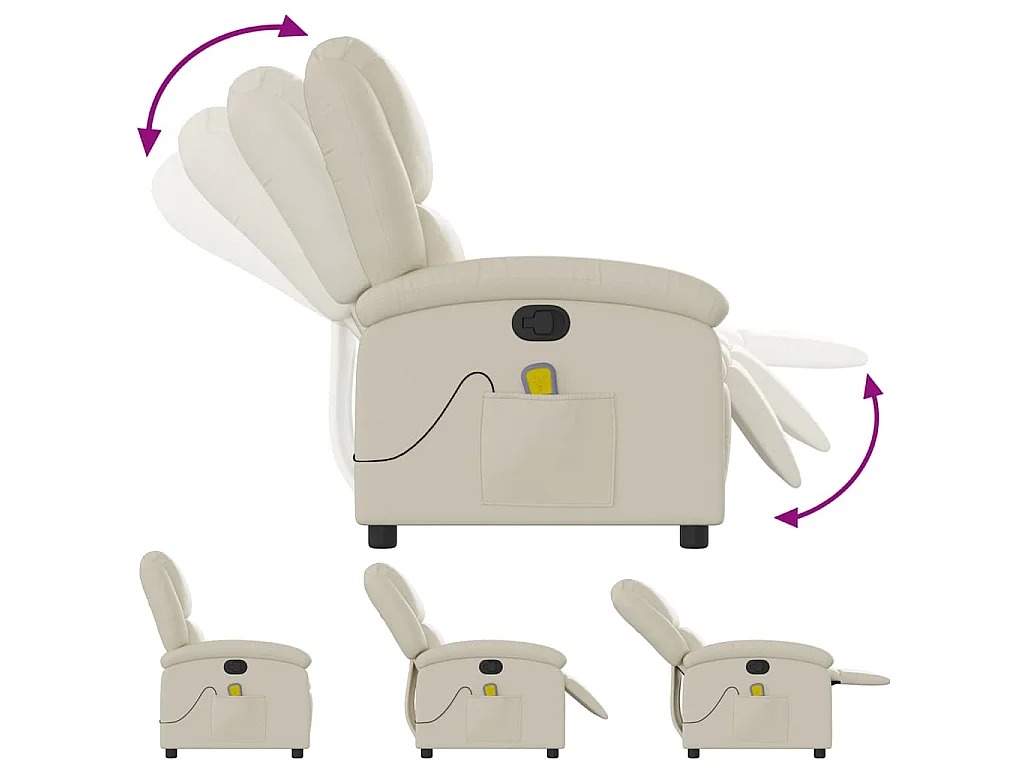 Fauteuil inclinable de massage Crème Similicuir