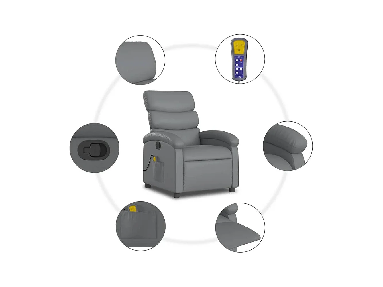 Massagesessel Grau Kunstleder