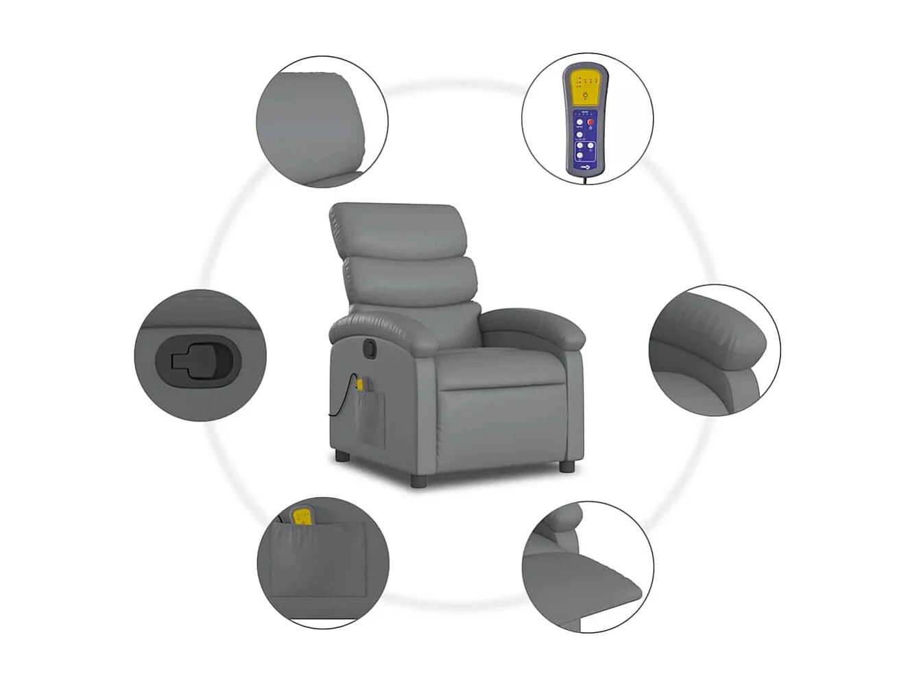 Fauteuil de massage inclinable Gris Similicuir