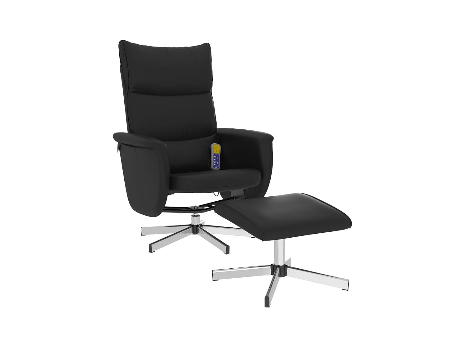 Massagestoel verstelbaar met voetenbankje kunstleer zwart