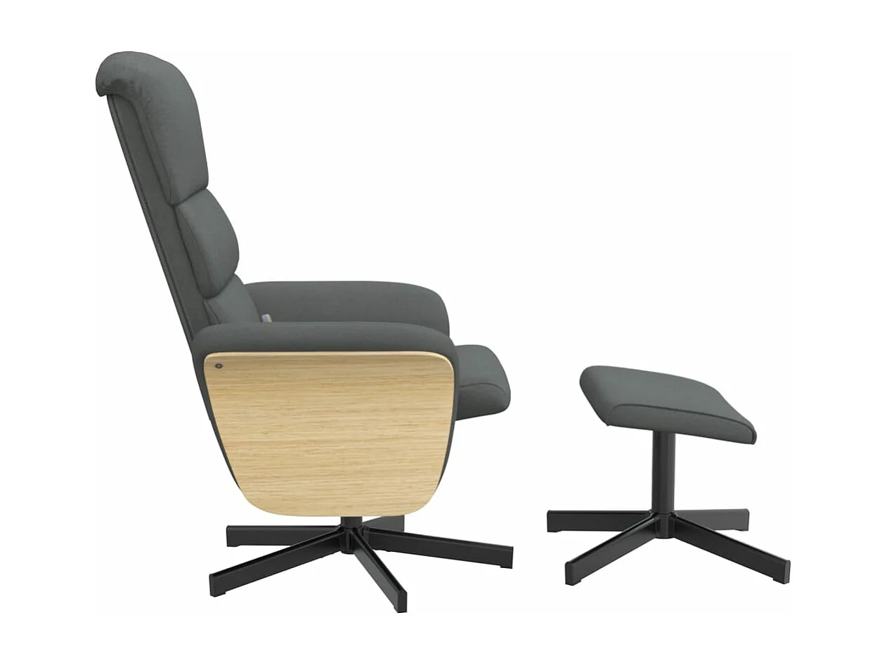 Fauteuil de massage inclinable et repose-pieds gris foncé tissu