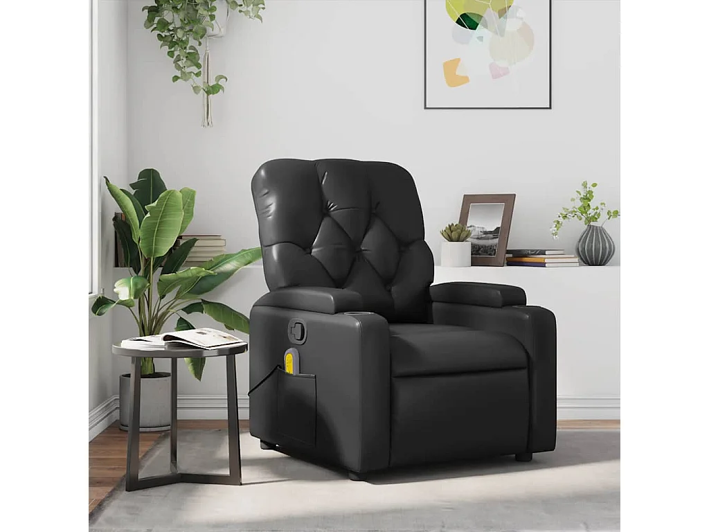 Fauteuil de massage inclinable Noir Similicuir